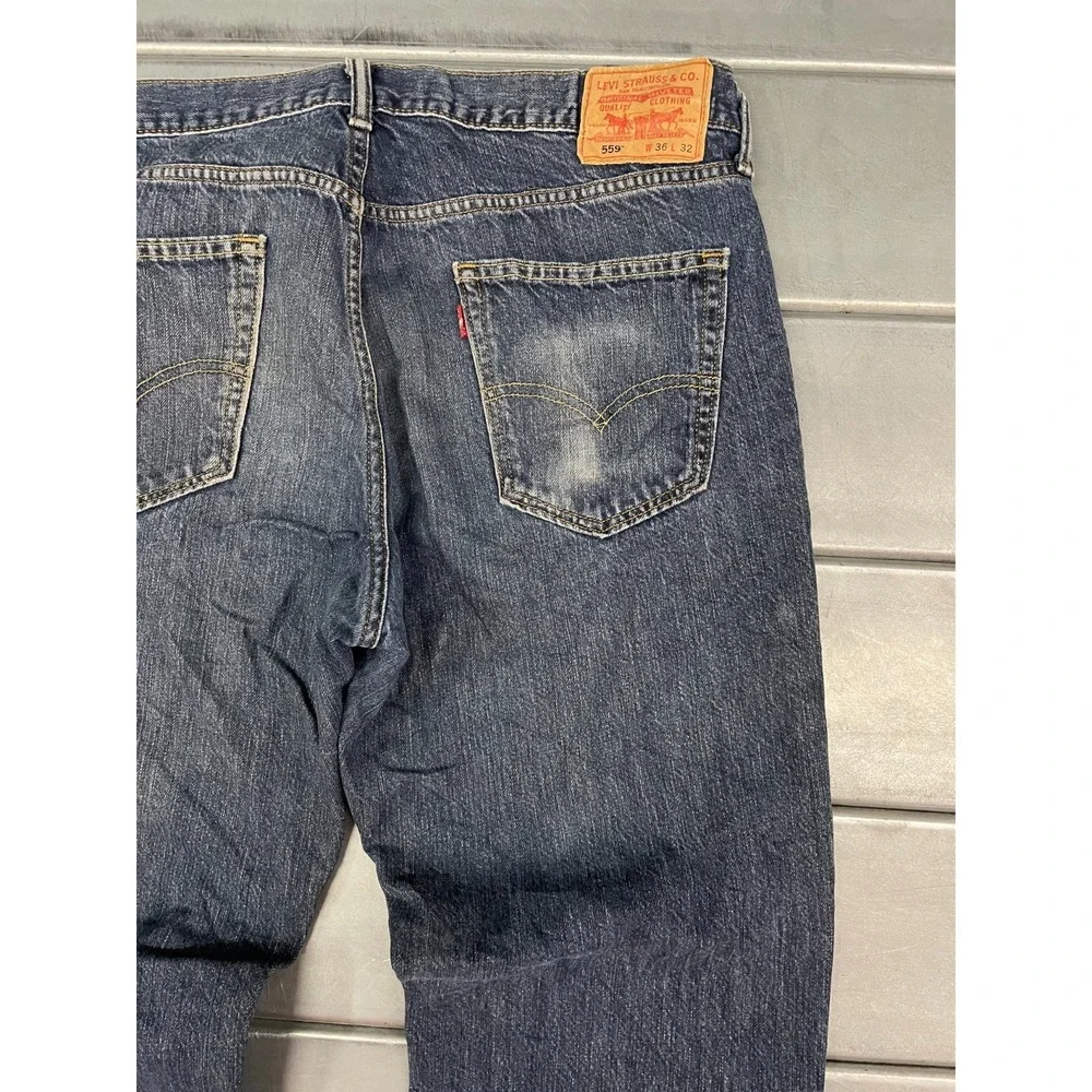 Levis 559 Jeans Mens 36x32 Blue Dark Wash Denim 100% Cotton Relaxed‎ Straight